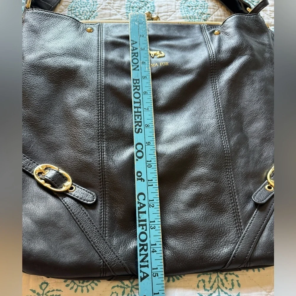 Emma Fox Black Leather Handbag with Gold Hardware